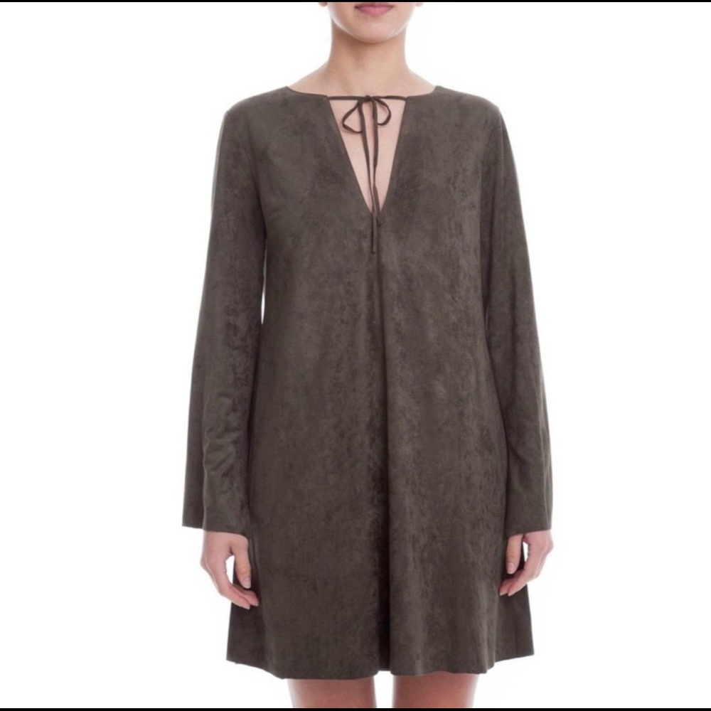 Lush Gray Faux Suede Shift Dress
